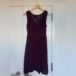 Elegant Plum Jersey and Lace Dress
